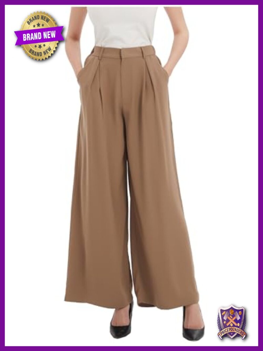 High Waist Wide Leg Palazzo Business Pants Flowy Culottes